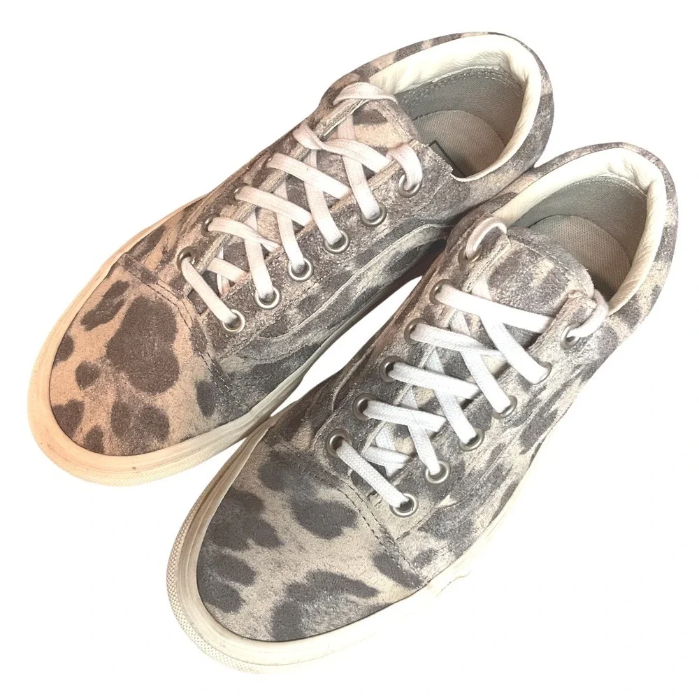 Vans Old Skool Unisex Hairy Suede Leopard Print Sneaker Sz Men's 4.5 / Women's 6